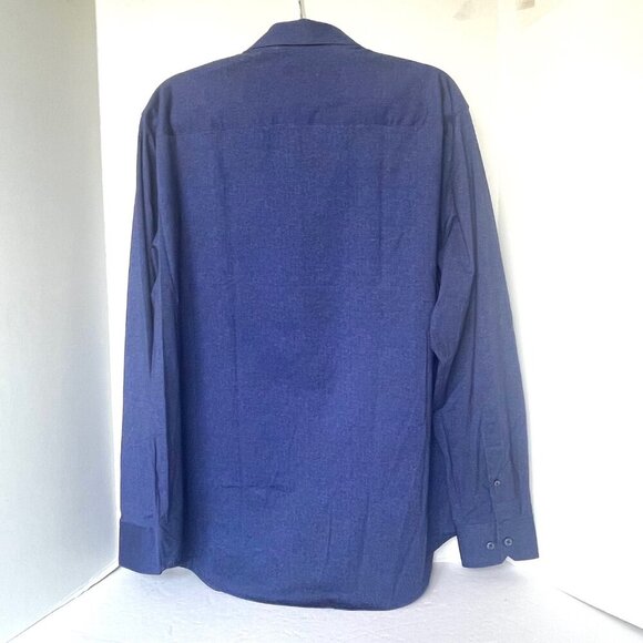 Bugatchi OoohCotton Stretch Shirt Mens XL Blue Easy Care Comfort Dress - Picture 2 of 7
